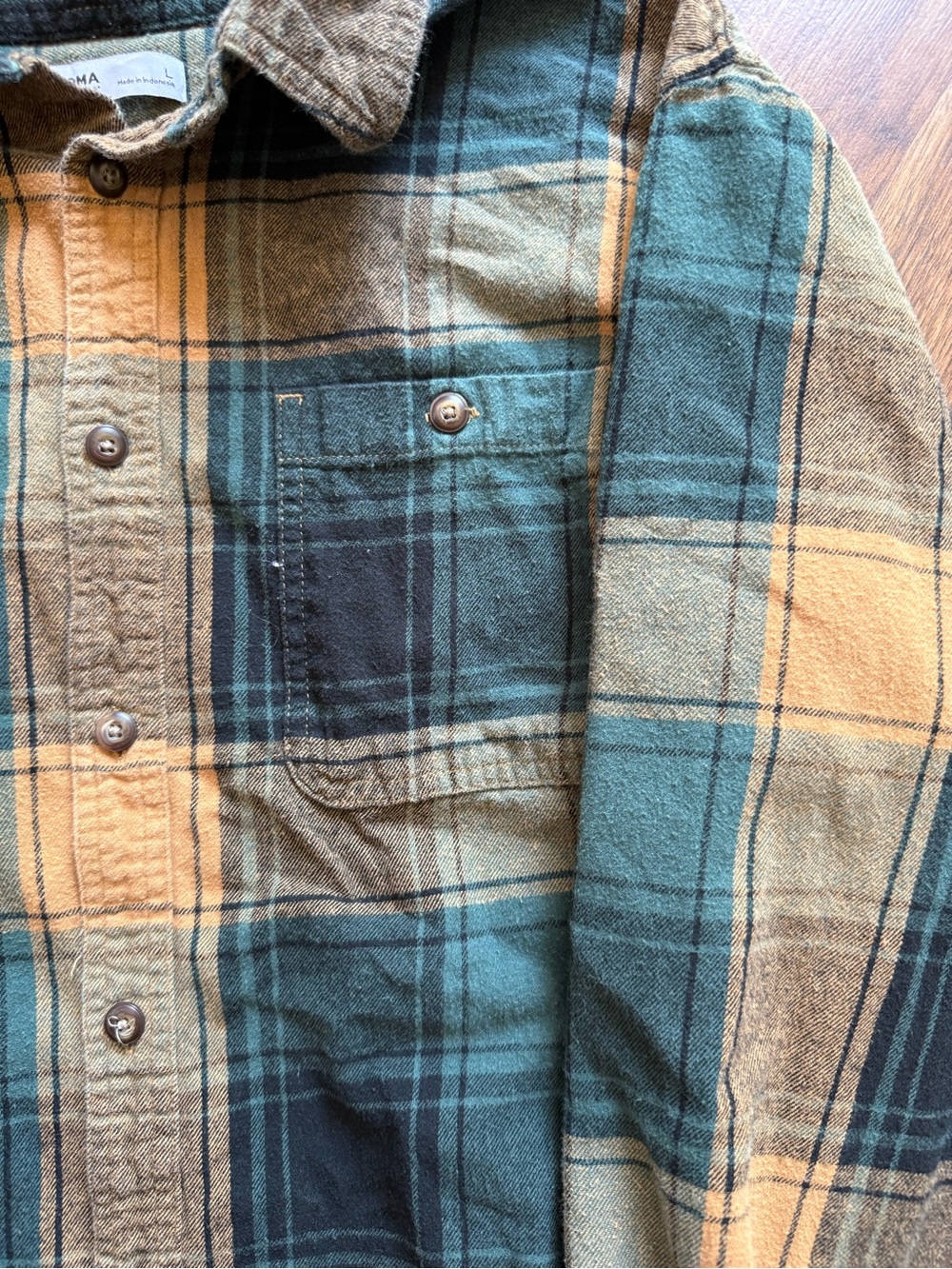 Sonoma Teal & Yellow Plaid Button-Down Shirt - Picture 5 of 12